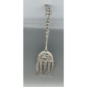 Vintage Italy Silverplate Fork Salad Lion Ornate Cherub Design